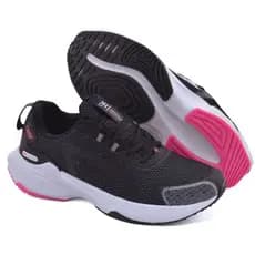 Tênis Esportivo Feminino Leve e Confortável para Caminhadas (preto/pink)