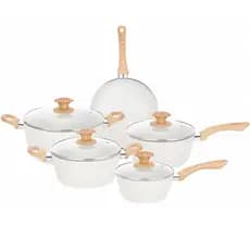 Jogo De Panelas 5 Peças Vanilla Serve Fogão Indução ou Gas Fundo Triplo Antiaderente Cerâmico 3,7mm