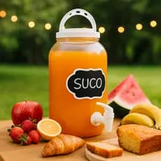 Suqueira Pote Jarra Com Torneira E Lousa Para Escrever E Alça 3,6L Branca Festas Eventos Bandeirante