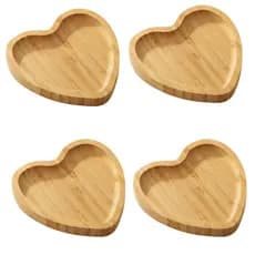 Kit apoio de copo Porta Copos Suporte Bambu 2 4 6 Coração Descansador Decoração Mesa Cozinha Natural
