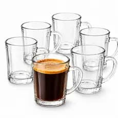 Jogo de Xicaras 6 PEÇAS de Vidro Modelo Biala 95ml Moderna Para Cozinha e Café Chá Resistente