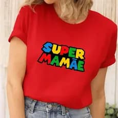 Camiseta T-shirt SUPER MAMÃE Moda Casual 100% 30.1 Algodão Lançamento MÃES