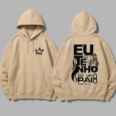 Blusa De Frio Moletom Ganguru Eu tenho Um Pai Deus Jesus Cristão Franelado Com Capuz Algodão