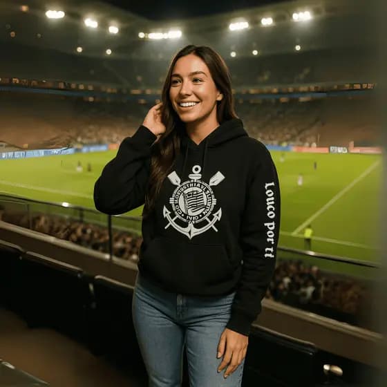 Moletom Feminino Corinthians Blusa de Frio Básica Futebol TorcidaUnissex Algodão 30.1 Premium