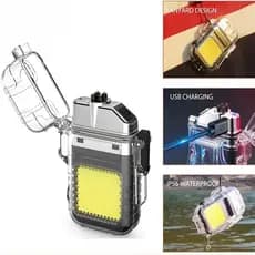 Isqueiros Elétricos USB com LED – Sem Chama/ À Prova de Vento e Água/ Ideal para Camping e Uso Diário - WANG