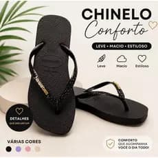 Chinelo Feminino com Glitter Leve Confortável Para o Dia a Dia Delicado