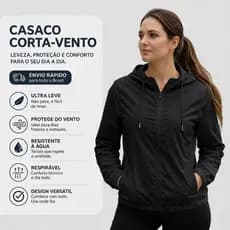 Jaqueta Corta Vento 100% Forrado Slim Feminino Repele Agua Com Capuz Sem Elástico Cintura
