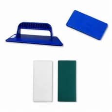 Kit Fibras Brancas e Verdes + Suporte Plástico Manual Para Limpeza Geral