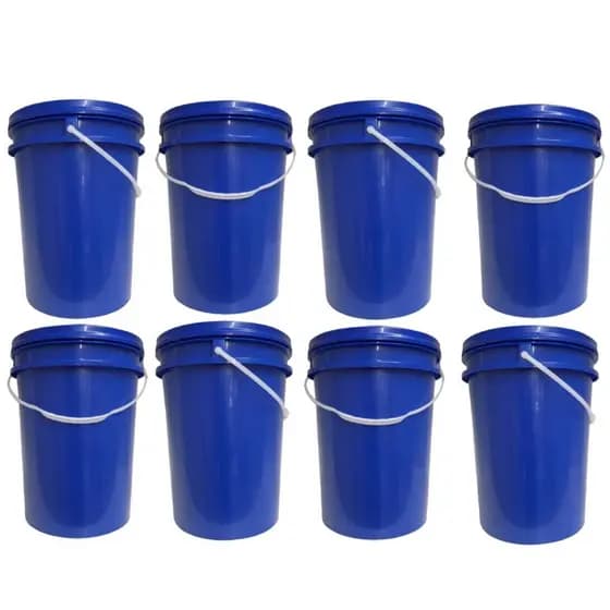 Kit 8 Baldes Alimentício 22 Litros Azul Atóxico ComTampa Lacre Hermética e Alça Plástica