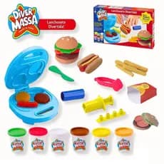 Brinquedo Para Crianças Lanchonete Divertida Com Acessórios + 6 Massinha de Modelar