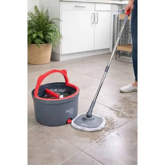 Conjunto Mop Com Balde  de 5 Litros 2 Águas Compacto Proclean Com Cabo e Refil Extra