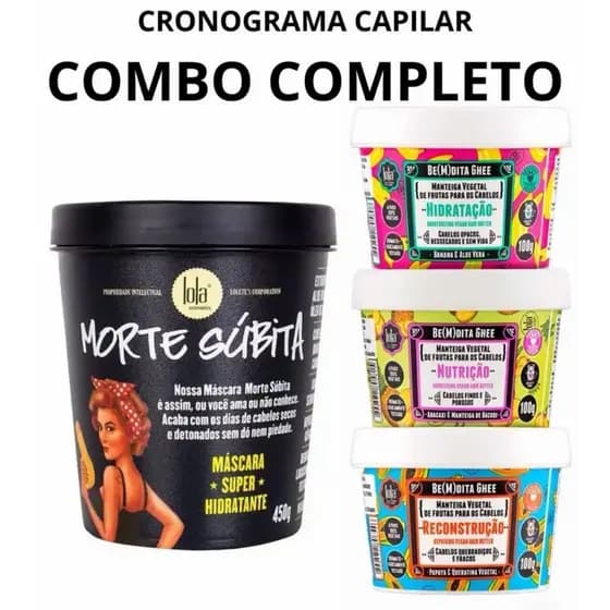 Kit Cronograma Capilar Lola Cosmetics – Morte Súbita 450g + Be(M)dita Ghee 3x100g Hidratação, Nutrição e Reconstrução
