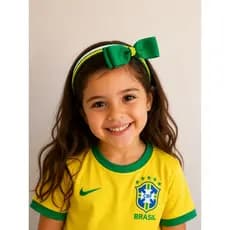 Tiara Infantil Brasil Menina Acessório Luxo Copa 2026 Confortável e Delicado