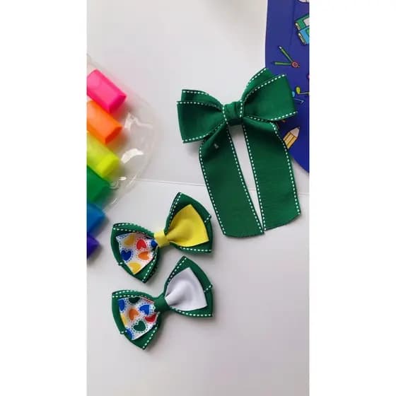 Laço Escolar Personalizado Na Cor Do Uniforme -Laço De Cabelo Infantil Volta Às Aulas Personalizado Diversas Cores luxo