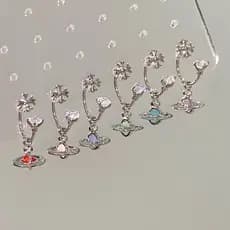 Fantasia gelo transparente saturno ferradura anel brincos orelha Piercing saturno pingente orelha osso Studs feminino Al