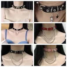 SM Código Couro Escuro Punk Rock y2k Nicho Cultura Asiática Colar Preto Gargantilha Colar Moda Única WILZ