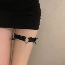 Arco amor sino perna anel feminino Punk rendas coxa jóias Neckband colar clavícula corrente acessórios perna corrente QC
