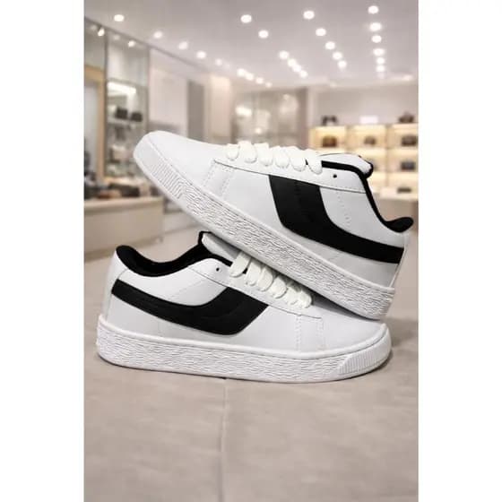 TÊNIS CASUAL UNISSEX DIA DIA CONFORTO BRANCO E PRETO