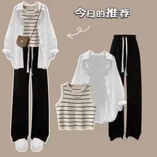 Moda verão terno feminino versão coreana solto Casual terno de três peças