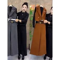 Outono inverno novo estilo moda terno feminino temperamento Retro mais magro olhar três-