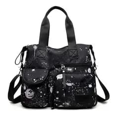 Bolsa feminina de ombro portátil grande capacidade impressa céu estrelado náilon Casual Cross-body grande bolsa feminina