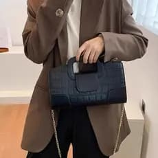 Bolsa de crocodilo com corrente, bolsa mensageiro de ombro Fashion retrô de rua portátil pequena bolsa quadrada