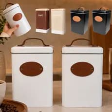 Kit 2 Potes Latas para Café e Açúcar em Metal Cantinho do Café