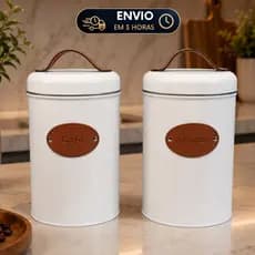 Latas para Café e Açúcar em Metal Potes - Casa Bella