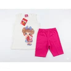Conjunto Infantil Menina Verão Regata com Renda e Shorts Ciclista - Tamanho 4 anos