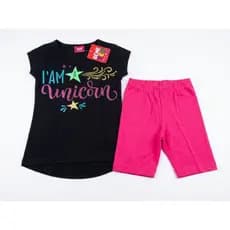 Conjunto Infantil Feminino Unicórnio Preto e Pink Tam 2 Anos | Look Fashion Menina