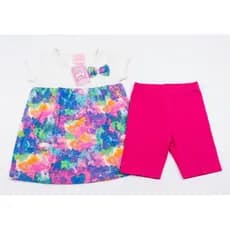 Conjunto Infantil Feminino Colorido com Short Pink Tam 3 Anos | Look Fashion Menina
