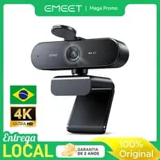 Webcam EMEET NOVA 4K Profissional Autofoco Microfone Duplo Home Office Videoconferência PC Notebook
