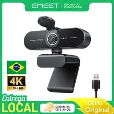 Webcam EMEET C60E 4K UHD 8MP Streaming Foco Automático 60fps Microfone Duplo para PC Notebook Preto