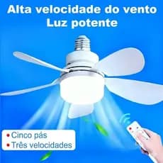 Ventilador de Teto com Luz para Pequenos Espaços Silencioso Controle Remoto Instalação Fácil Bivolt-Inclui controle remo