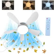 Ventilador de Teto 60W Lâmpada 3 Cores E27 Silencioso Bivolt 2 em 1 Controle Remoto PREMIUM