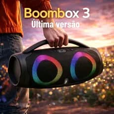 Caixa De Som Boombox 3 23CM/70W Bluetooth Pen-drive Rádio FM AUX Micro SD