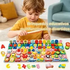 Quebra-cabeça com números de madeira Classificador de formas Jogo de contagem e correspondência Jogo de pesca magnética