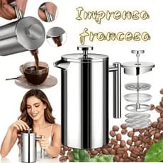 Cafeteira Prensa Francesa Aço Inoxidável 800ml para Café e Chá, Filtração 4 Níveis Preserva Aroma e Sabor