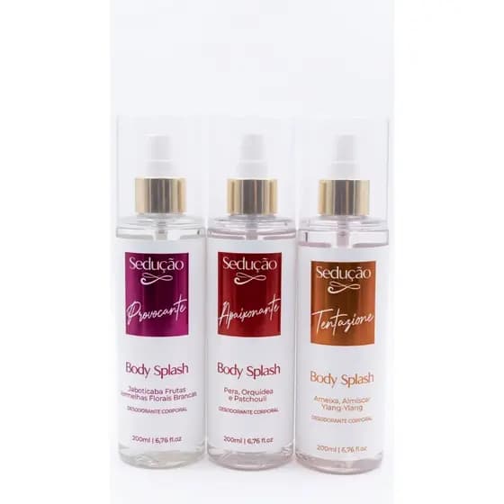 Kit com 3 Body Splash Desodorante Corporal Sedução 200ML Cada