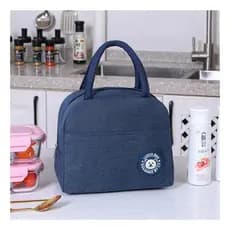 Bolsa Lancheira Térmica Azul para Alimentos Marmita com Bolso e Zíper