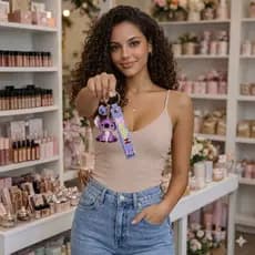 Chaveiro Roxo Infantil Personagem Emborrachado Premium Fofo Resistente para Mochila Bolsa