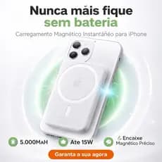 Bateria Externa MagSafe 5.000mAh Magnética para iPhone 12 e 13 – Powerbank Sem Fio 15W Compacta e Portátil