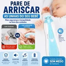 Aparador de Unhas Elétrico Bebê Silencioso Lixa Infantil Seguro