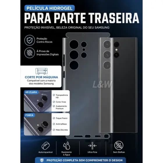 Traseira Película Hidrogel Universal HD/Matte(Fosca) para Samsung S21/S22/S23/S24/S25/A55/A15/A52