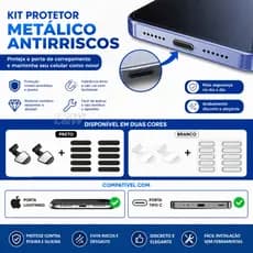 Anti-Poeira para Celular: Protetor de Carga, Alto-falante e Microfone para iPhone Lightning/Tipo C