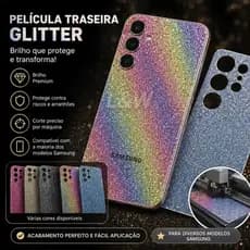 Película Traseira Glitter Brilhante para Samsung Series S, Series A, Series M de Skin Luxo