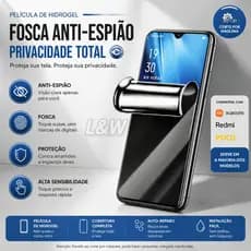 Película De Hidrogel Fosca Anti-Espionagem Privacidade Para series de Xiaomi, Redmi, Poco