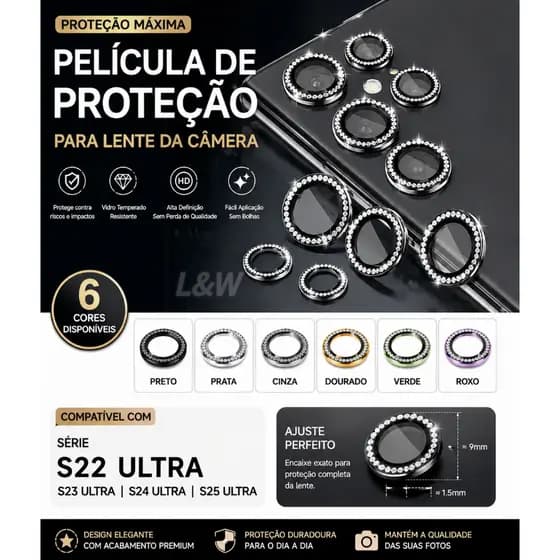 Película De Câmera Brilhante Para Series de Samsung S22 S23 S24 S25 S26 Ultra
