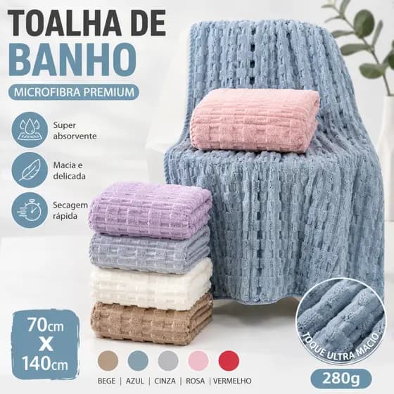 Toalha de Banho Microfibra Secagem Rápida Praia Piscina Macia Super Absorvente Grande