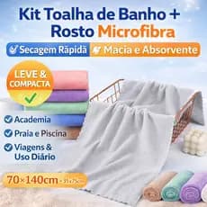 Toalha de Banho Microfibra 70x140cm | Secagem Rápida, Super Absorvente, Macia e Leve para Academia e Praia